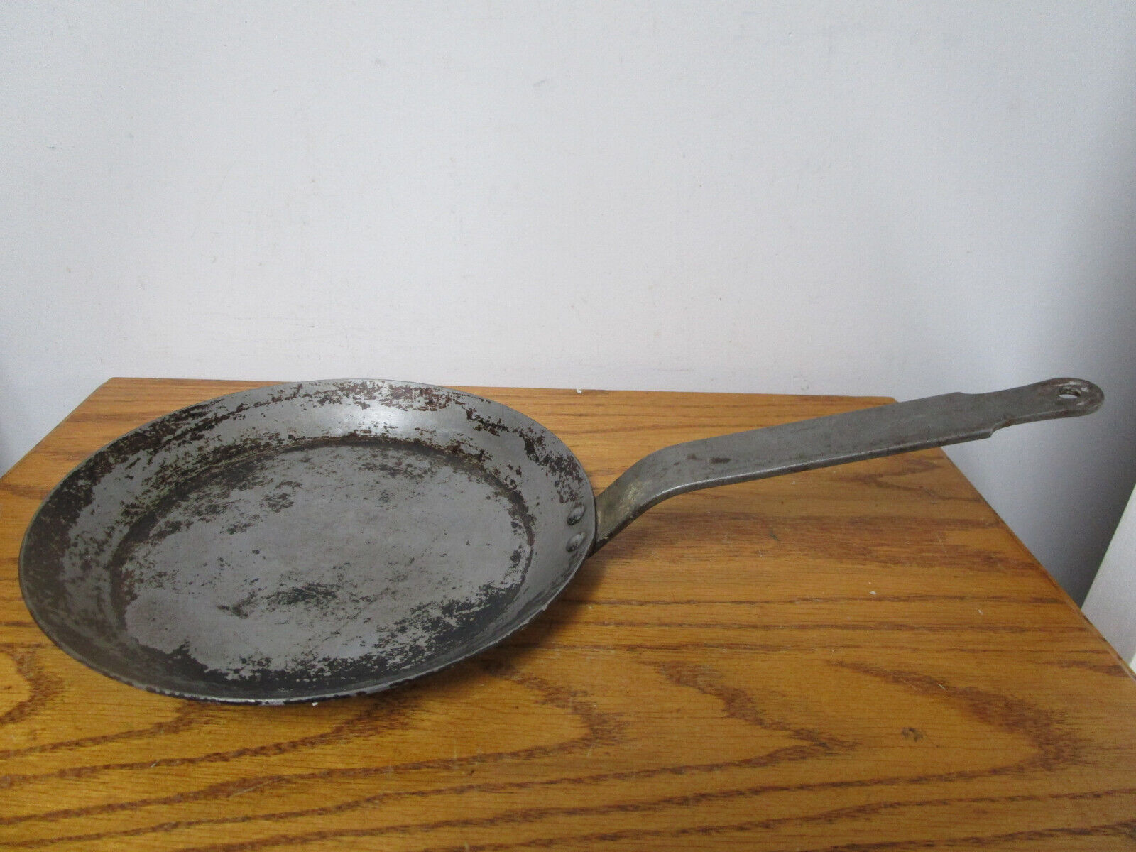 Vintage 8 3/4 Inch Steel Frying Pan Made In France No. 66 Two Rivets
