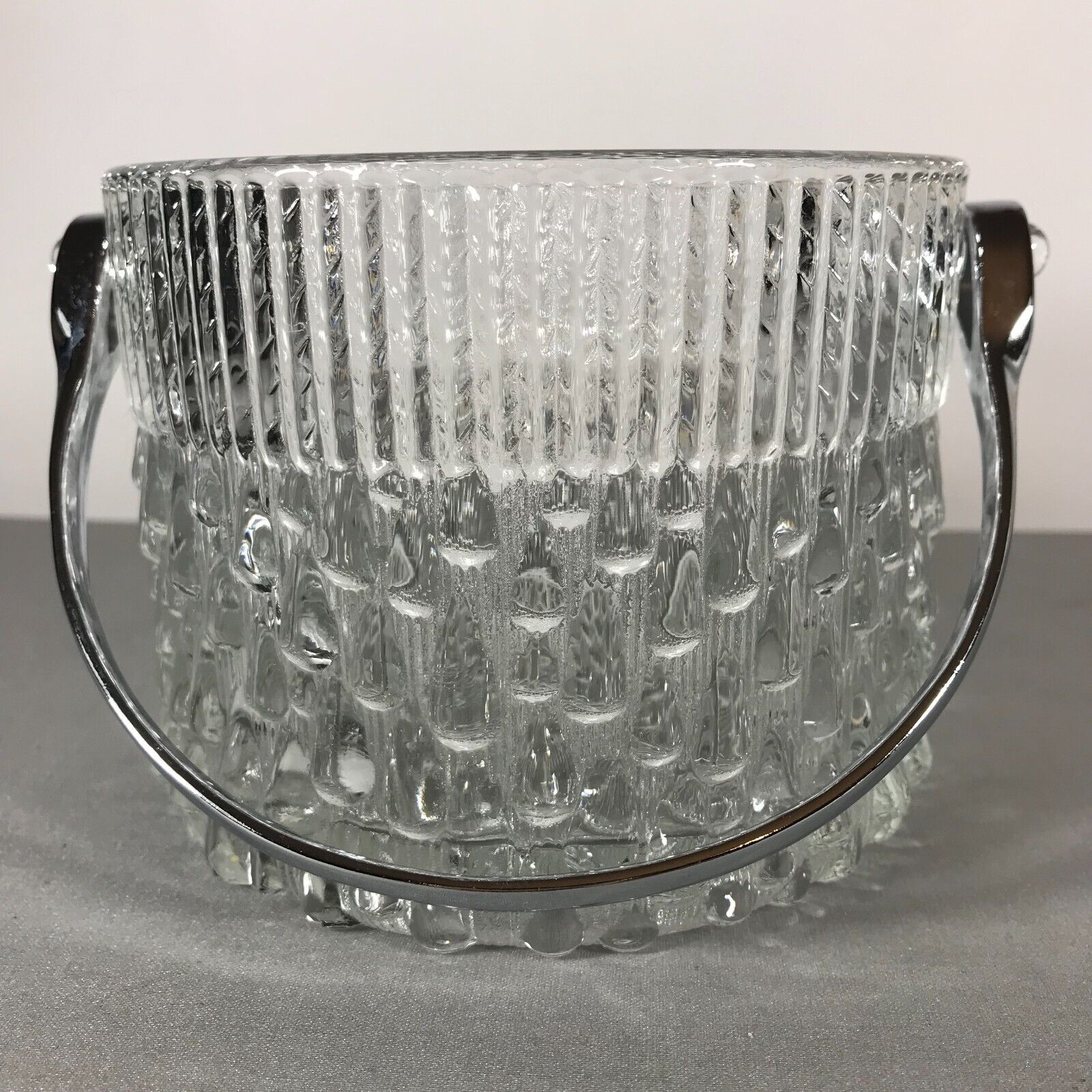 Mid-Century Glass and Chrome Ice Bucket Made Exclusively for Teleflora in France
