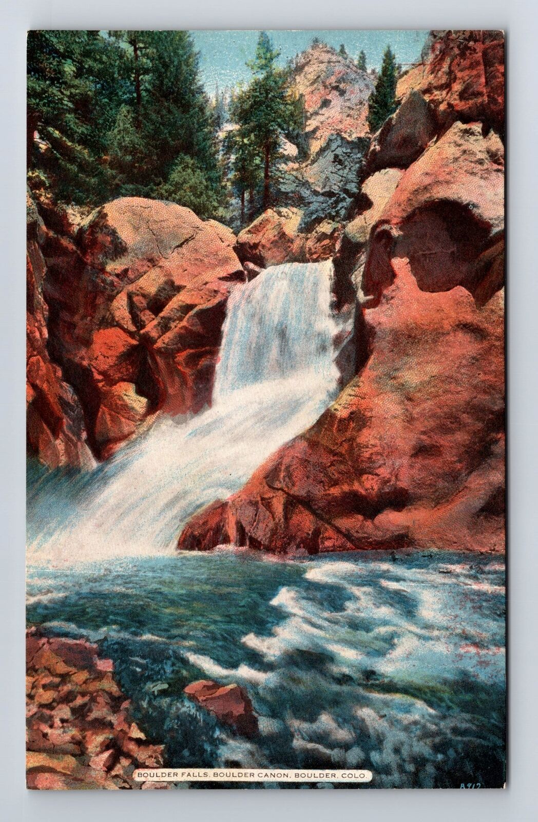 Boulder CO-Colorado, Boulder Falls, Boulder Canon, Antique Vintage Postcard