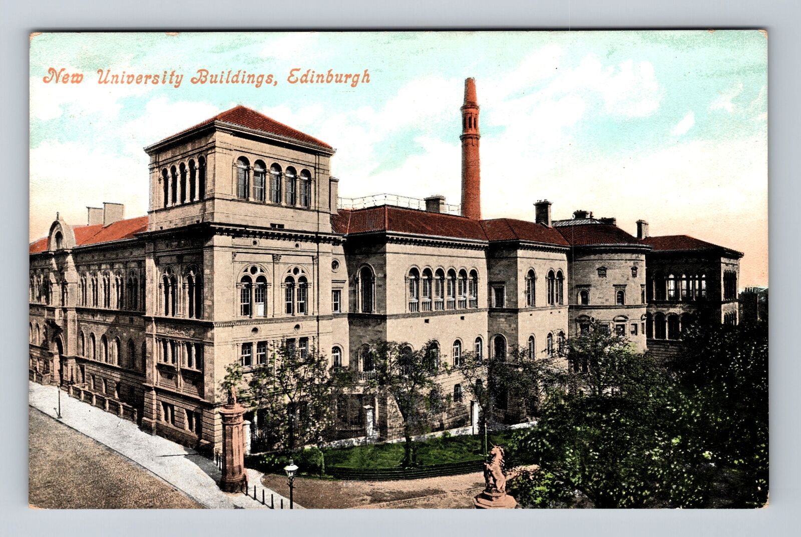 Edinburgh Scotland, Bird\'s Eye New University Buildings Antique Vintage Postcard