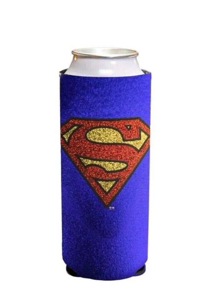  Superman (DC Comics) Glitter Can Cooler For Slim Cans. Brand New.