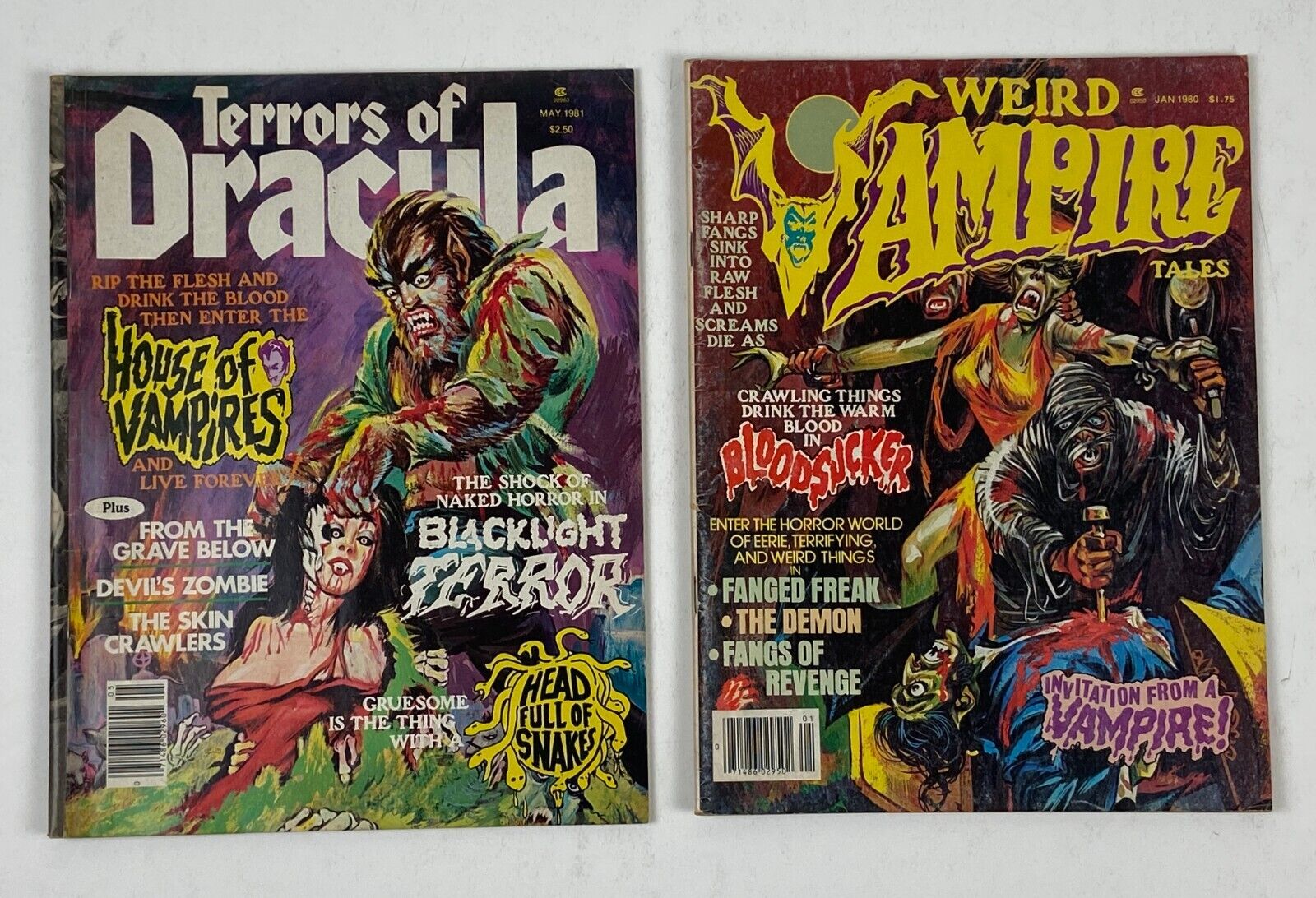 Weird Vampire Tales Terrors Of Dracula Comic Magazine Modern Day 2pc Lot Horror