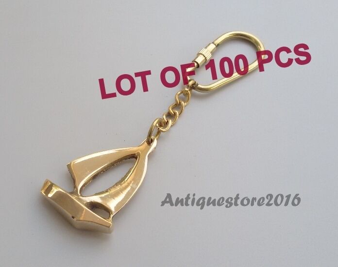 Vintage Reproduction Brass Ship Key Chain Ring Collectible Lot Of 100 Pcs Gift