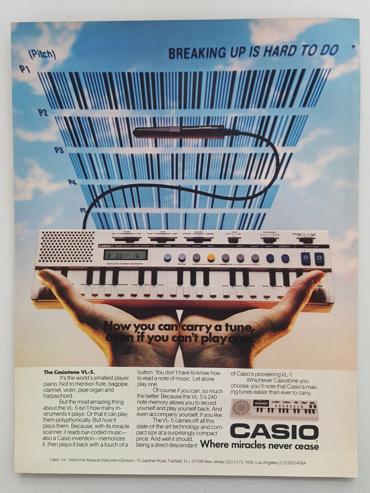 1982 Casio Casiotone VL-5 Digital Keyboard Music Scanner Vtg Magazine Print Ad
