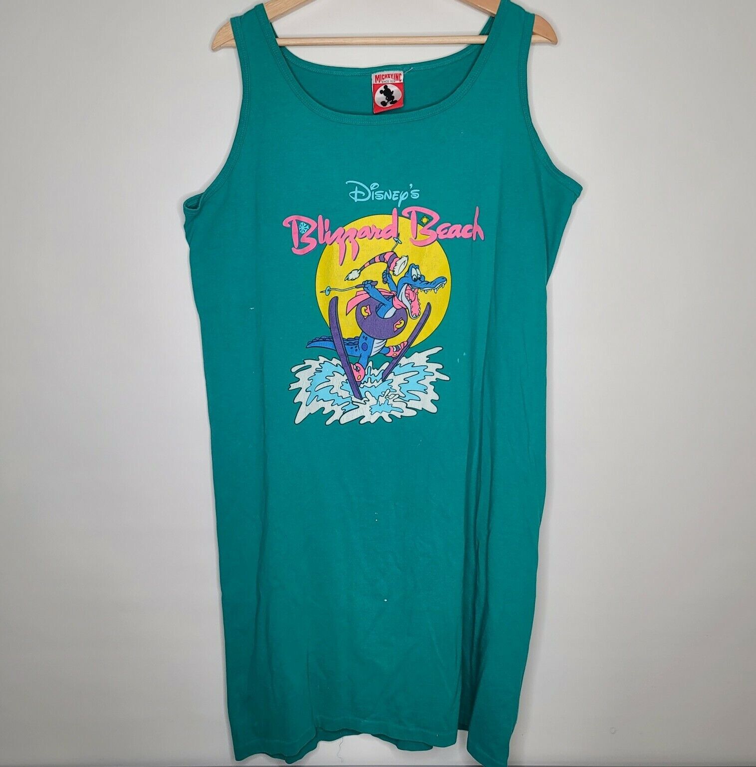 Vintage 90s Disney Blizzard Beach Mickey Inc Tag Cover Up Dress Shirt