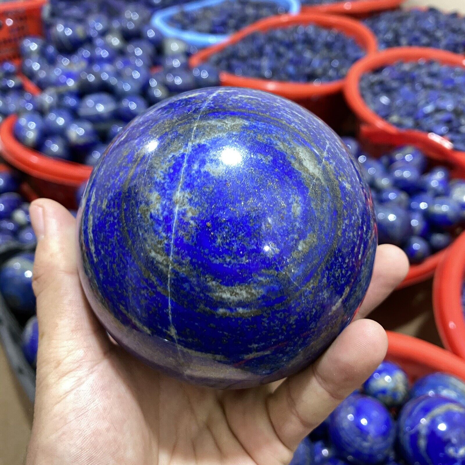 100mm Big Lapis Lazuli Sphere - Pyrite Mixed- Natural Lapis Healing Crystal