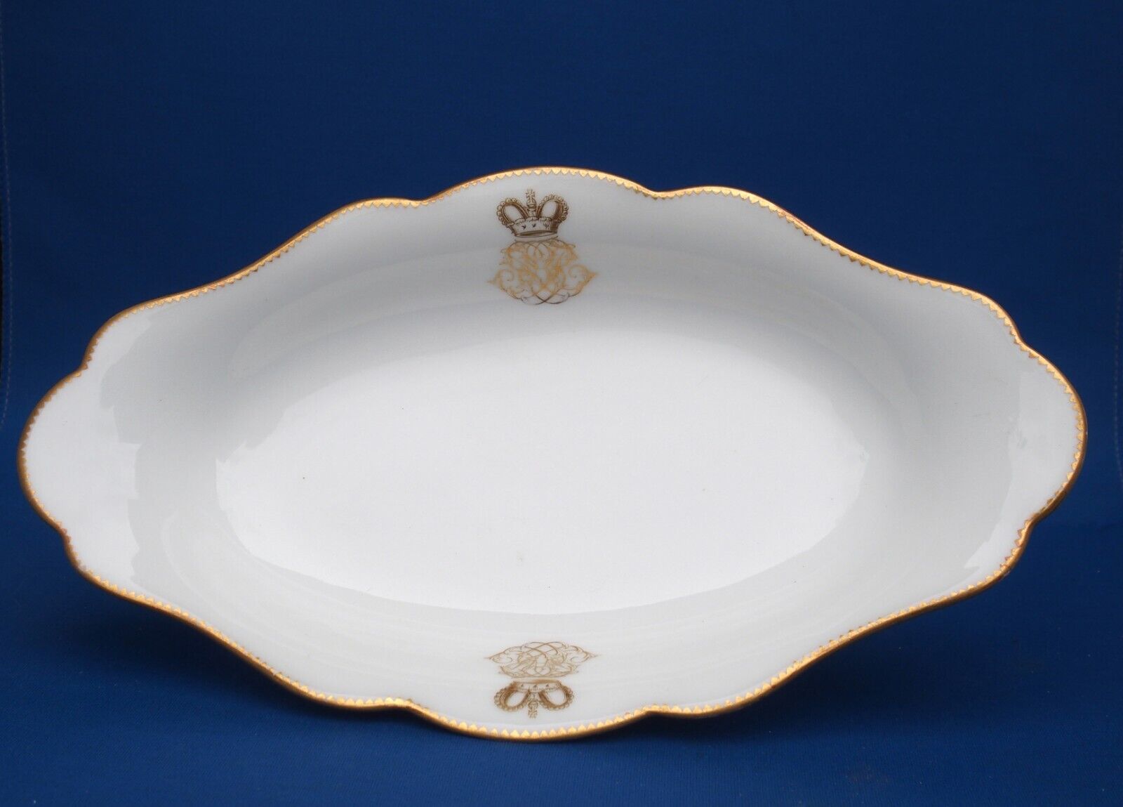Antique Porcelain Dish Plate Monogram Gold Paris Sevres Dresden ROYAL