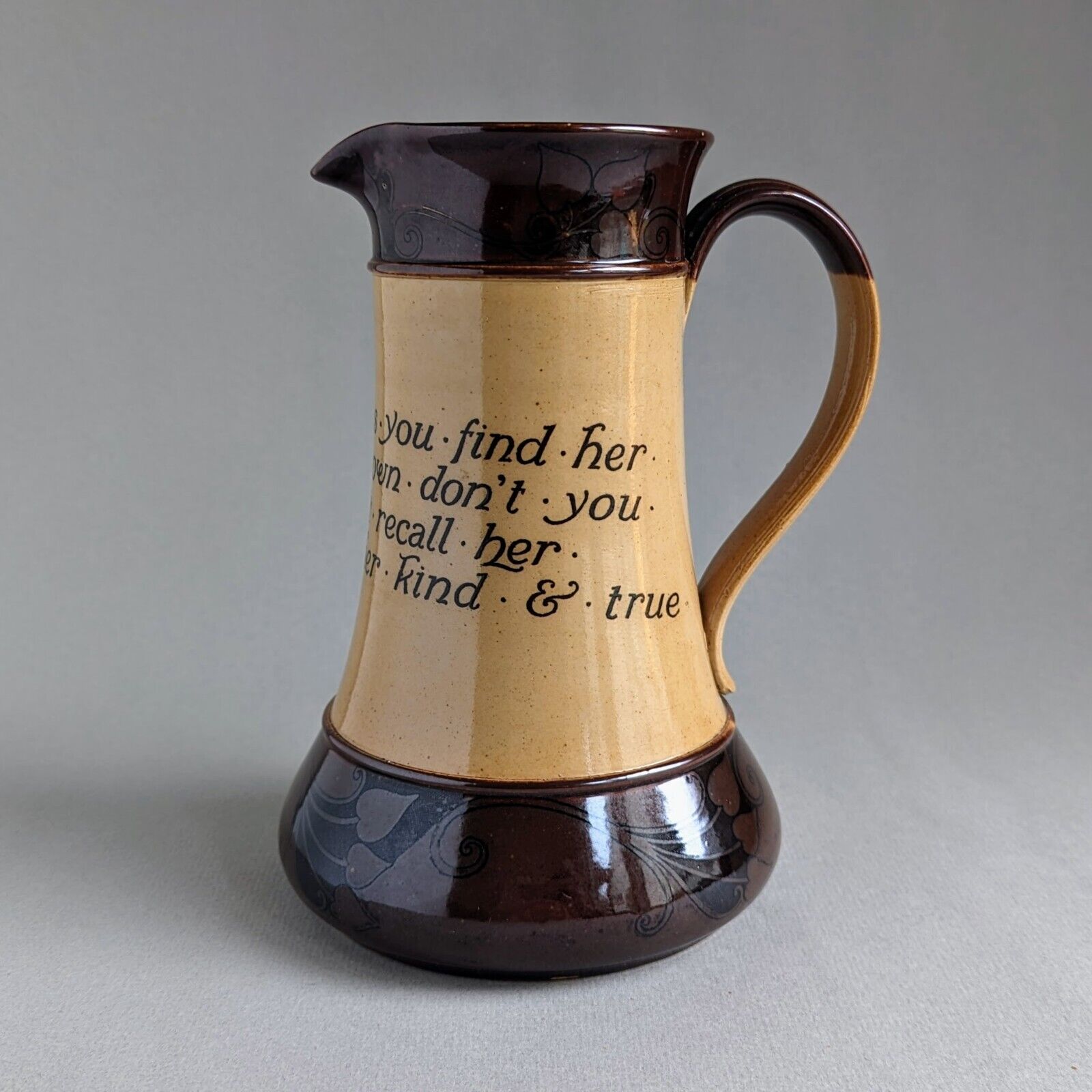 Ale Pitcher ROYAL DOULTON STONEWARE with Motto Antique Early 1900s English #2506