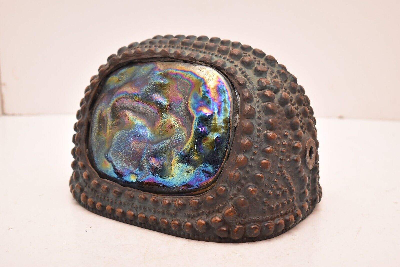 Antique Tiffany Turtleback Iridescent Art Glass Lamp Shade ONLY Bronze