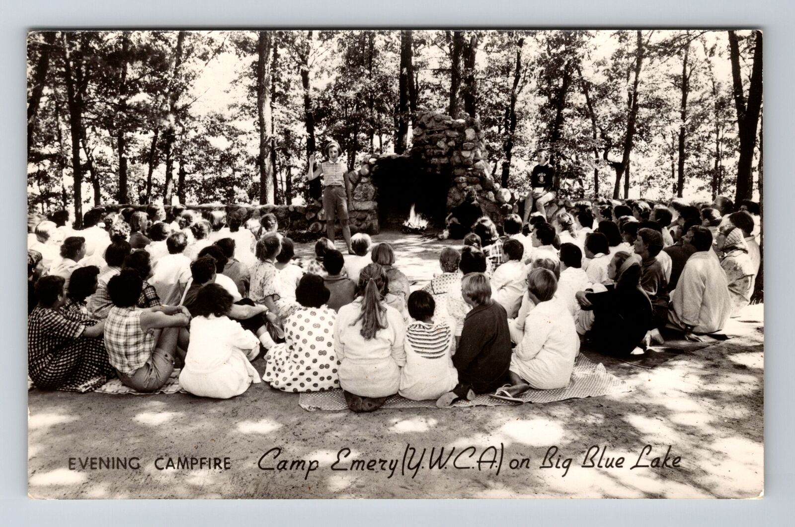 Big Blue Lake MI-Michigan, RPPC YWCA Camp Emery, Real Photo Vintage Postcard