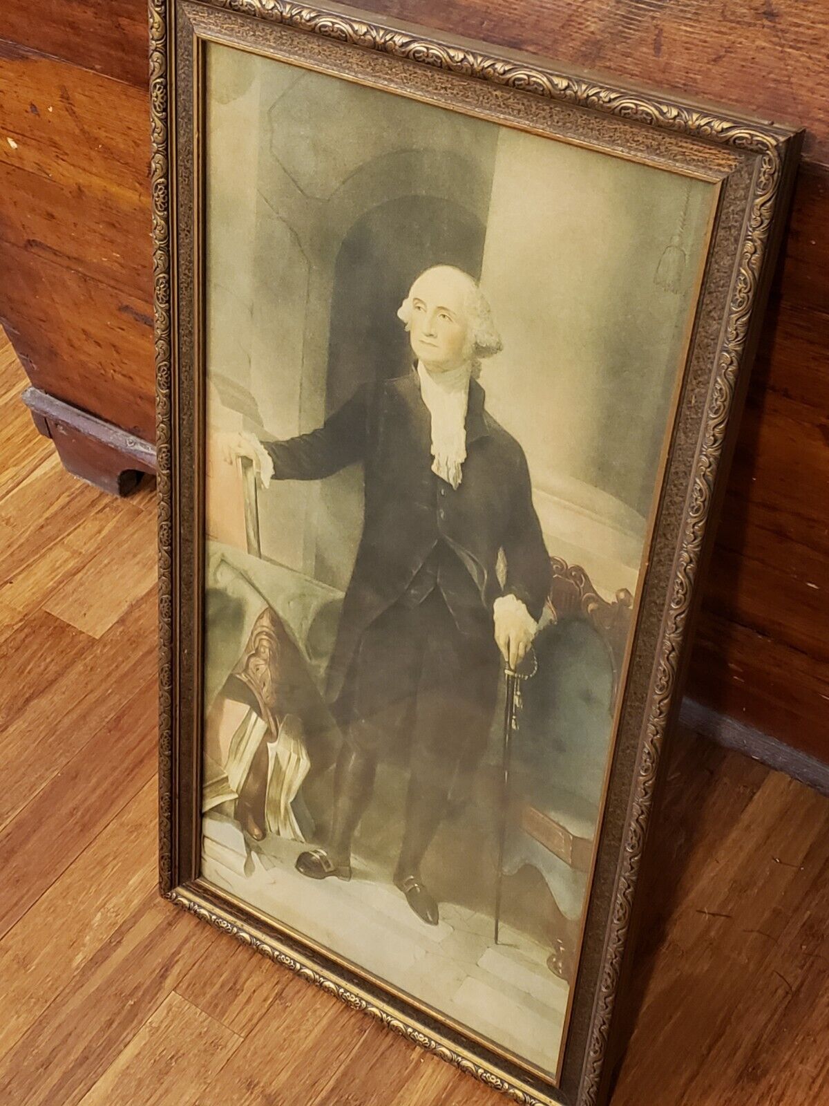 Large 31x16.5 Antique George Washington Picture Portrait Framed Rare Unique