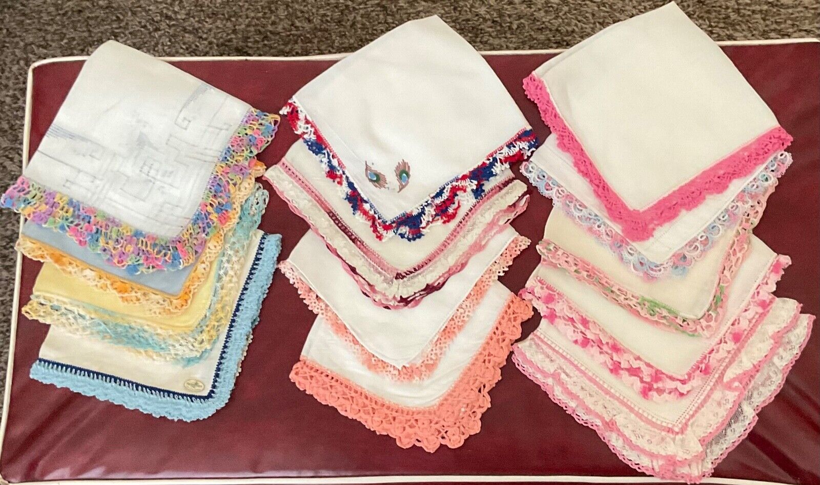 LOT of 13 VTG Crochet * Embroidered * Tatted *Lace  Borders *Handkerchief's