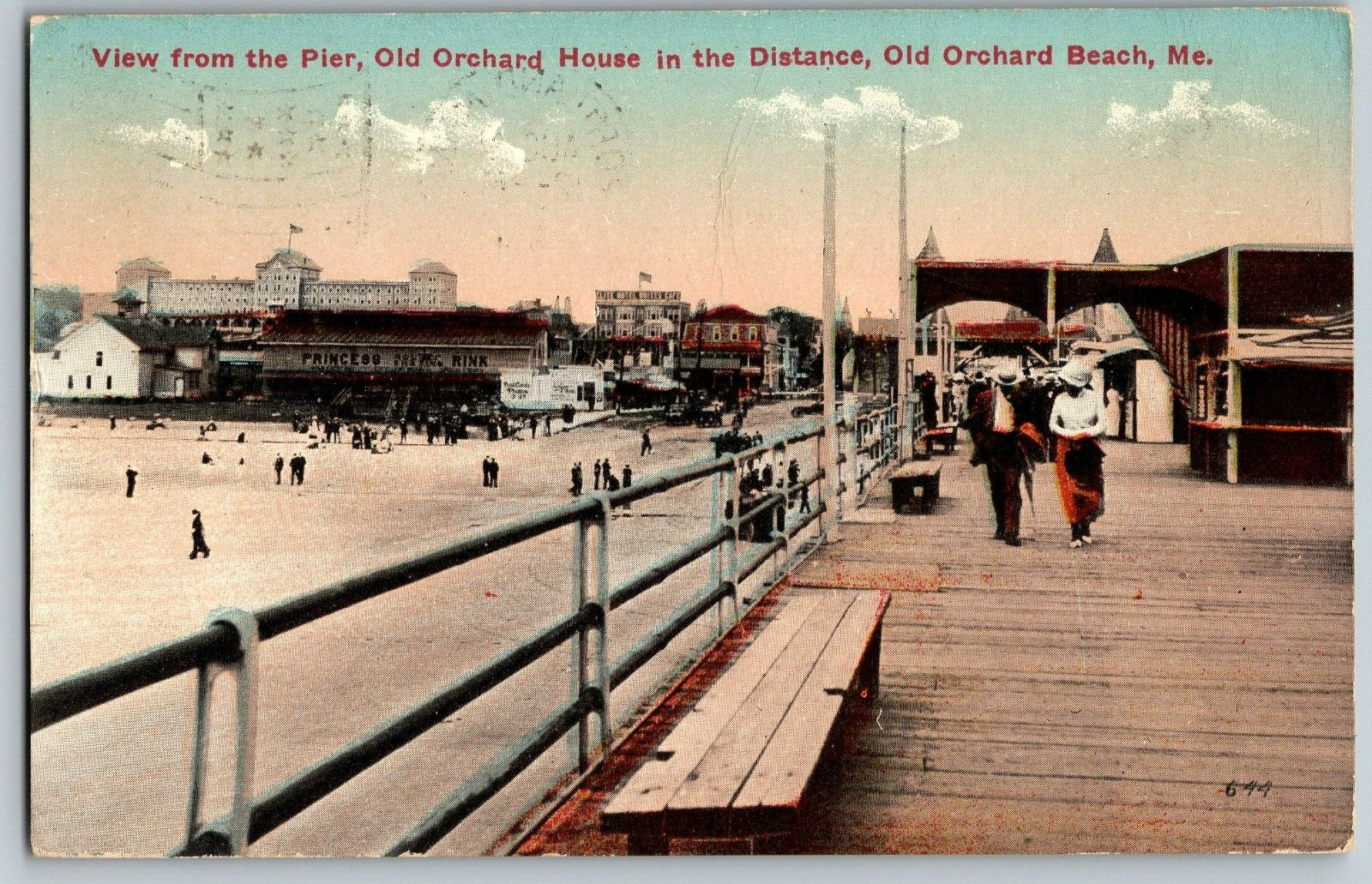 Old Orchard Beach, Maine - Pier, Old Orchard House - Vintage Postcard - Posted
