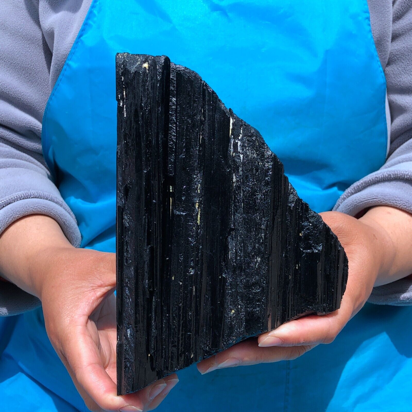 6.82LB Large Natural Black Tourmaline Crystal Gemstone Rough Mineral Specimen