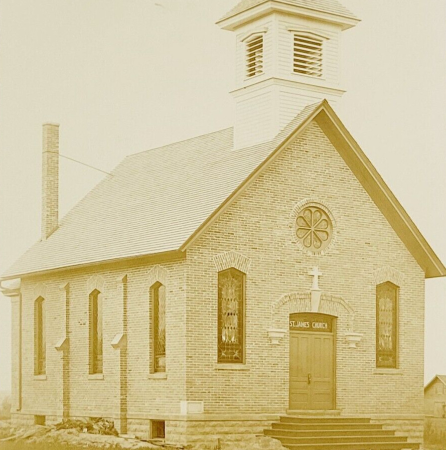 Rare c1910 RPPC Postcard Oakfield Wisconsin St. James Church WI House of Worship