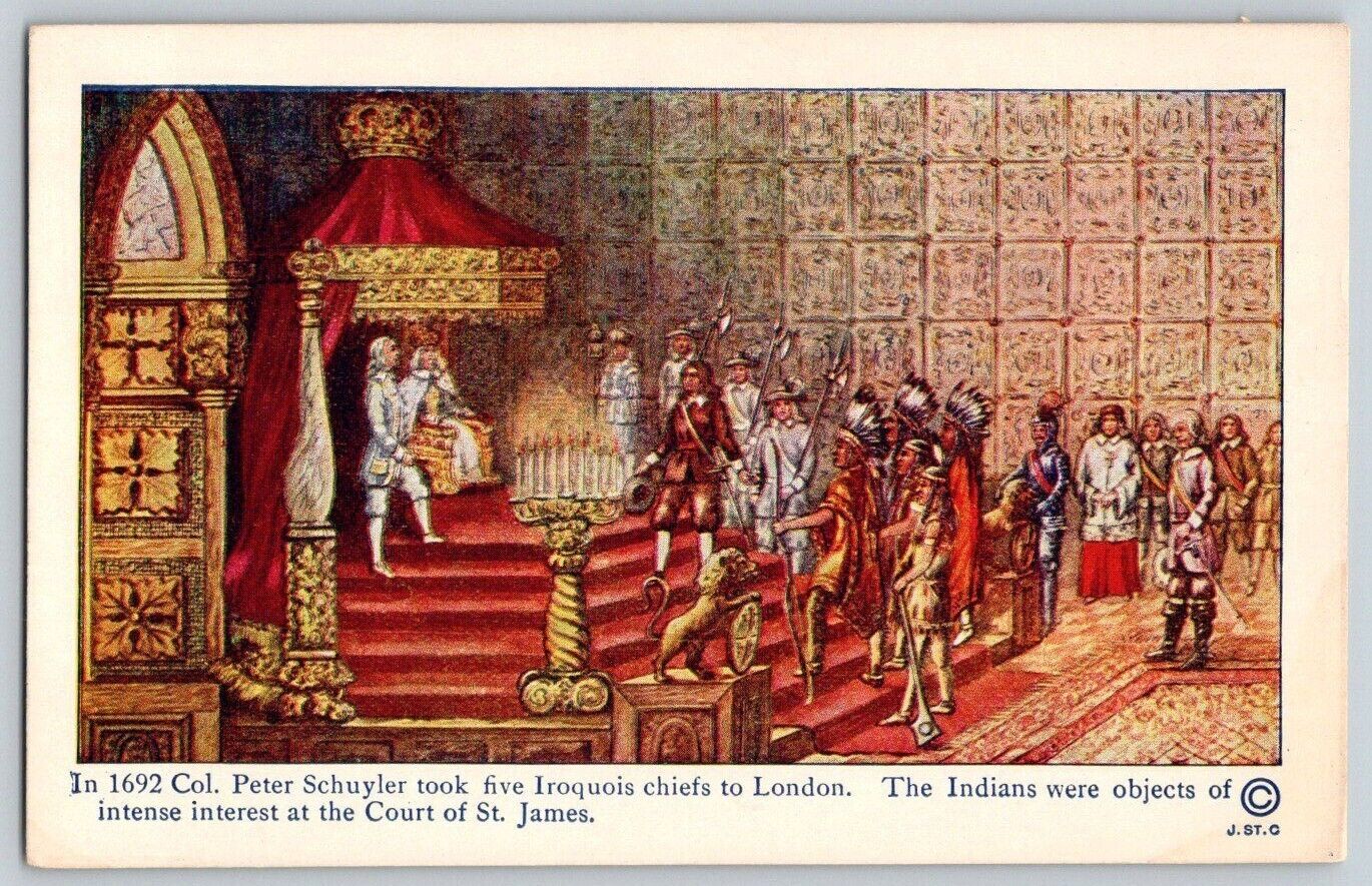 NY Tercentenary Postcard~ Iroquois Chiefs To London Court Of St. James