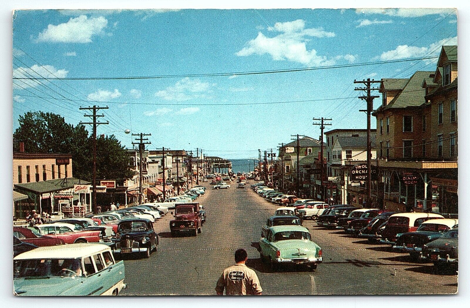 1950s OLD ORCHARD BEACH MAINE VACATIONLAND ORCHARD STREET CARS POSTCARD P2892