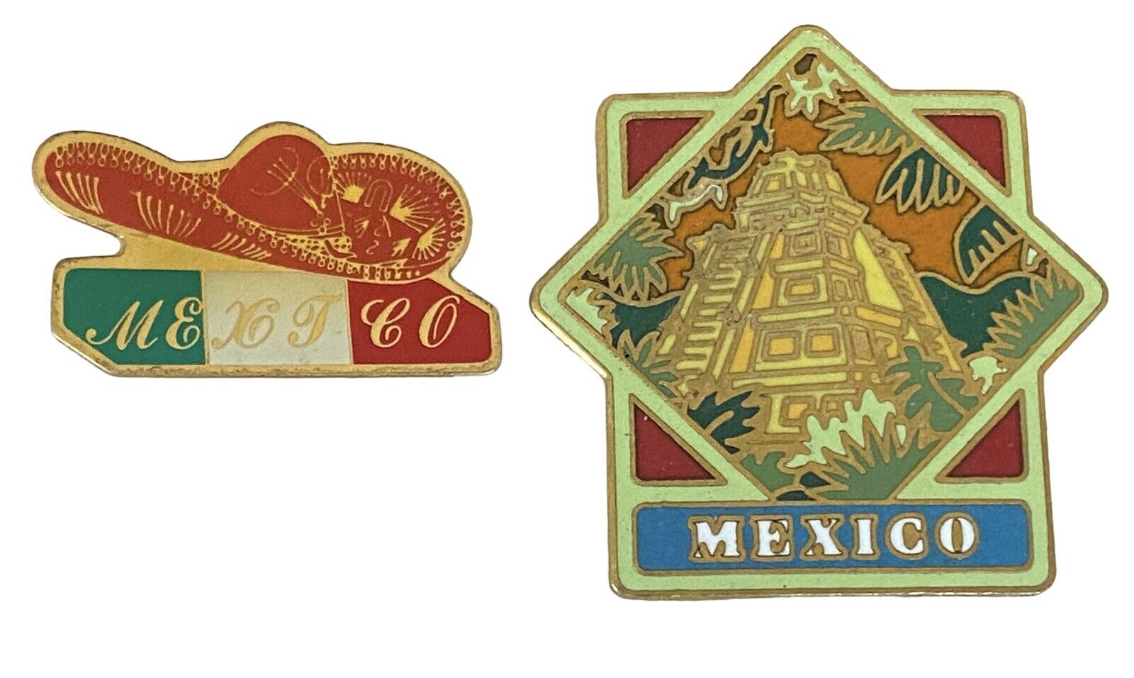 Vintage Mexico Pin Set Of 2 Souvenir Set