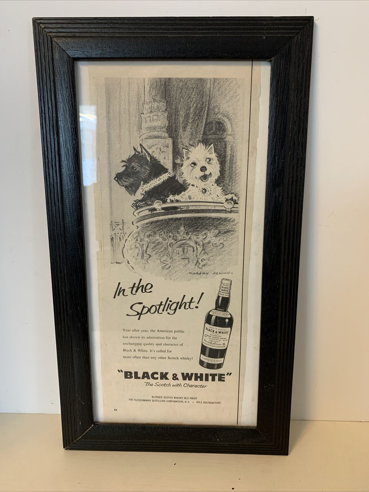 Black & White Scotch Whiskey Framed ad Scottish terriers