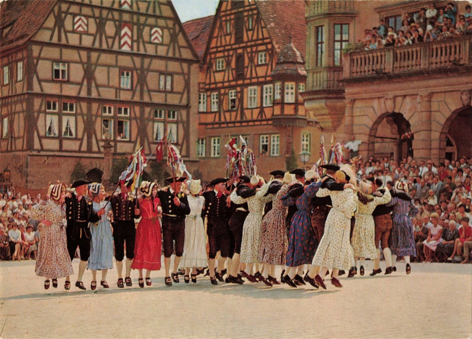 Rothenburg Germany, Shepherd Dance, Festival Celebration, Vintage Postcard