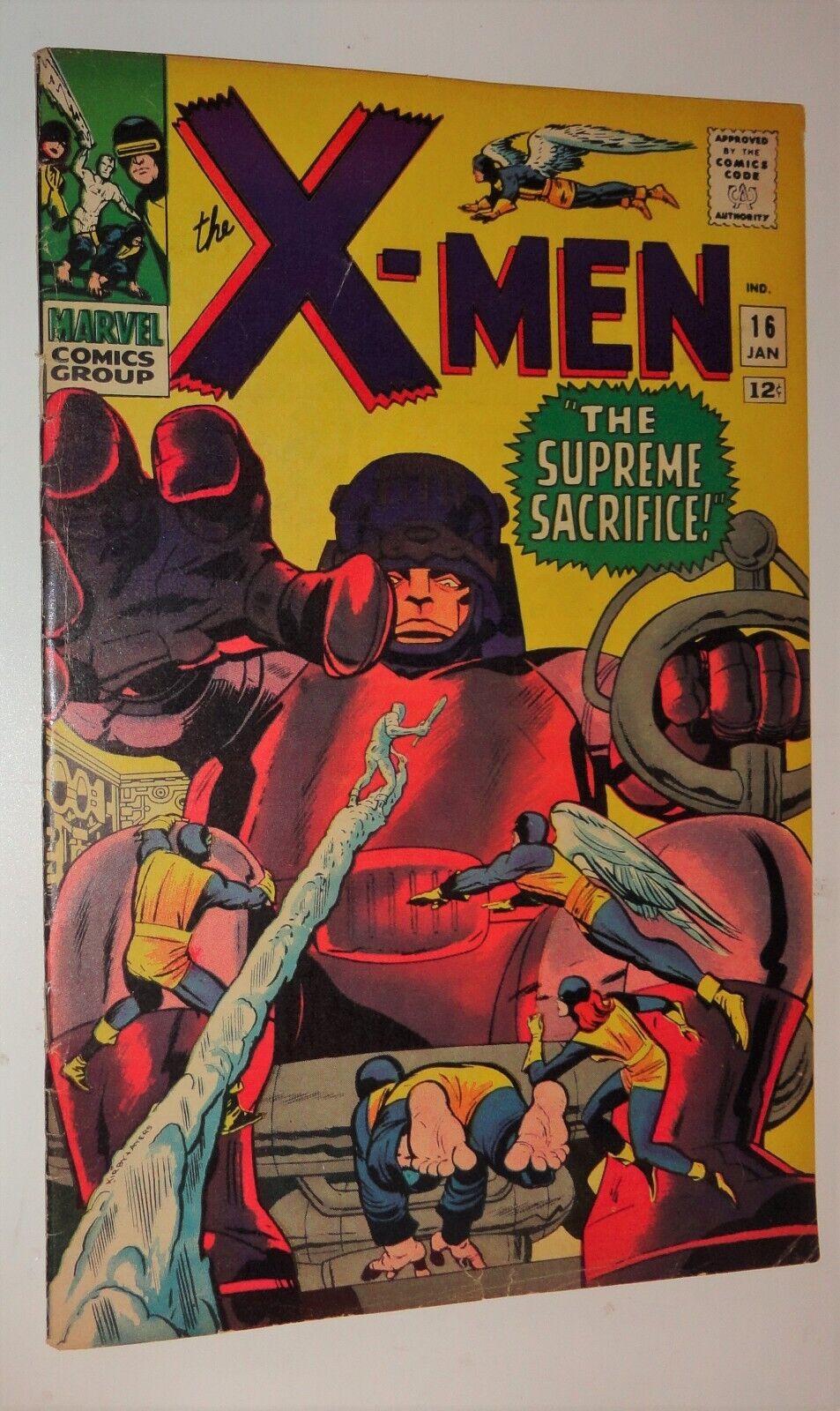 X-MEN #16 SENTINEL SUPREME QAULIFIED VF BRIGHT COPY BUT COUPONS CUT 1966 KIRBY