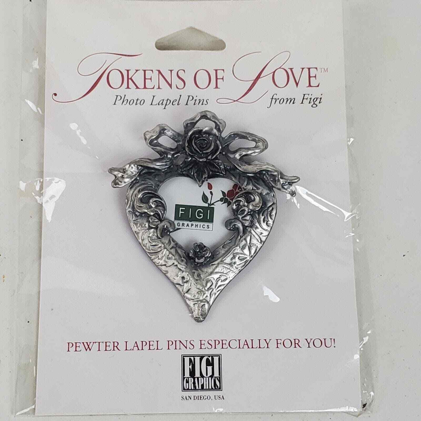 Vintage 1994 Tokens of Love Heart Picture Frame Brooch Pin 2 Inch NEW