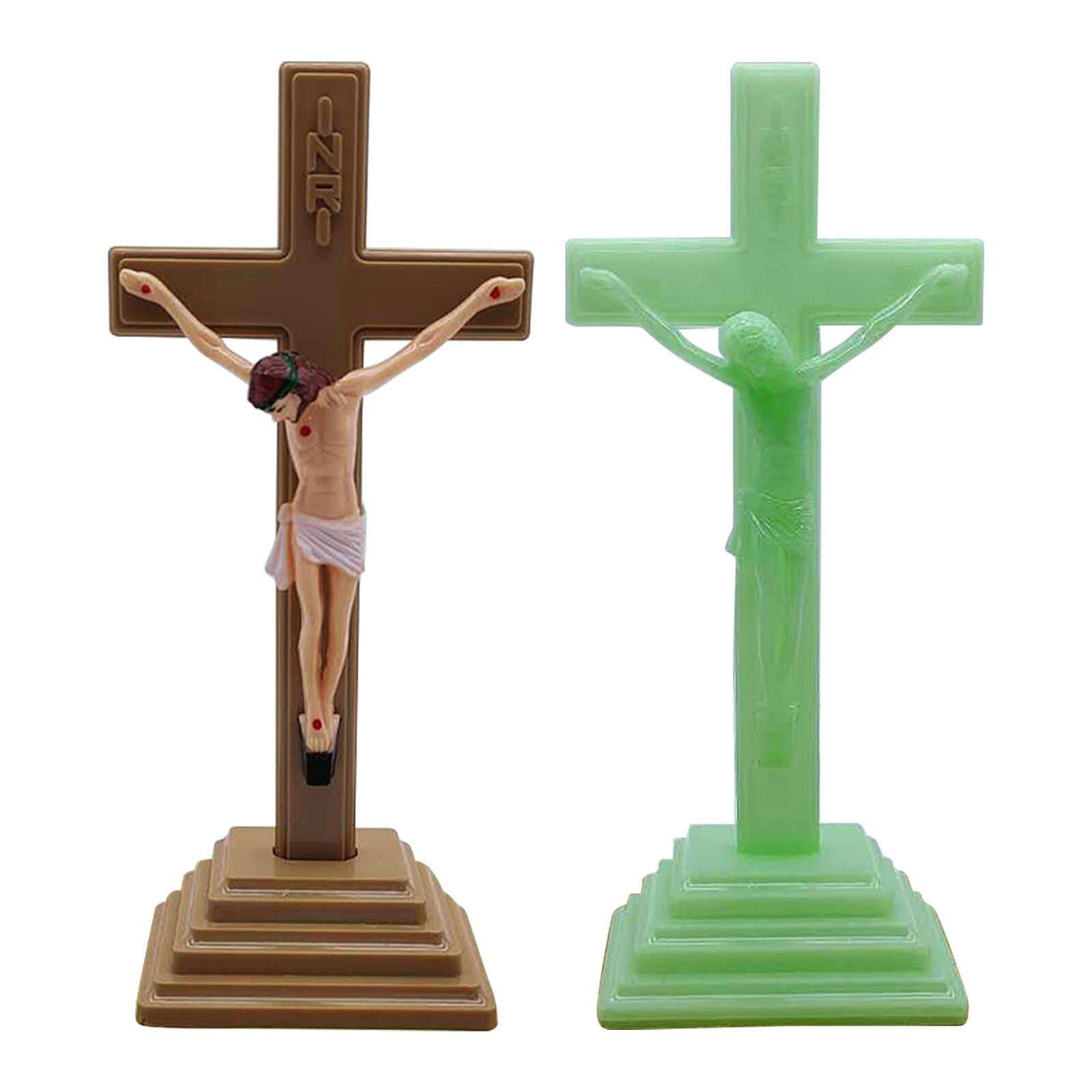 Luminous Cross With Stand Standing Crucifix Glow-in-the-Dark Decorative Crosse