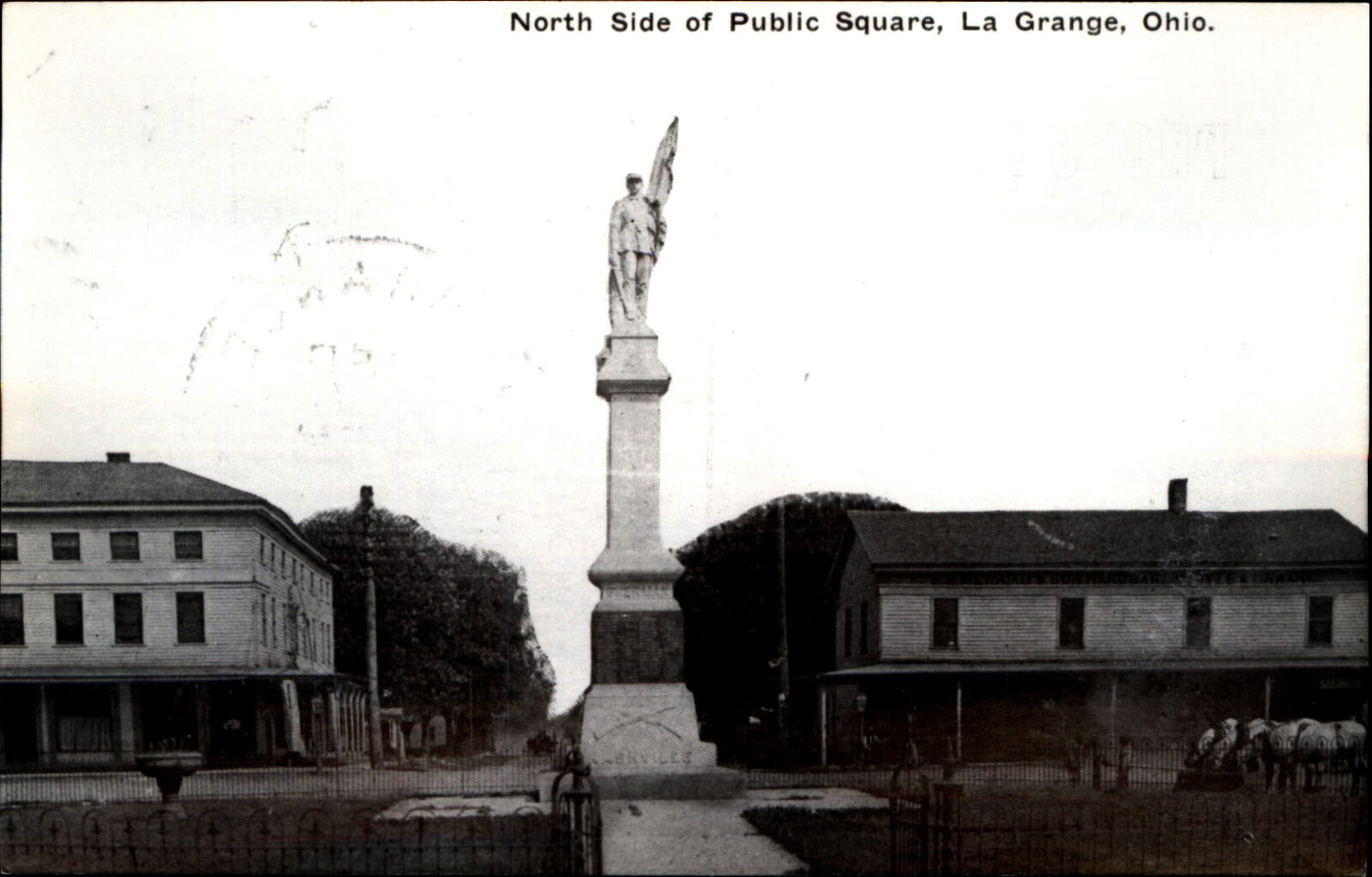 North side Public Square~La Grange Ohio~Civil War Monument~repro on RPPC paper