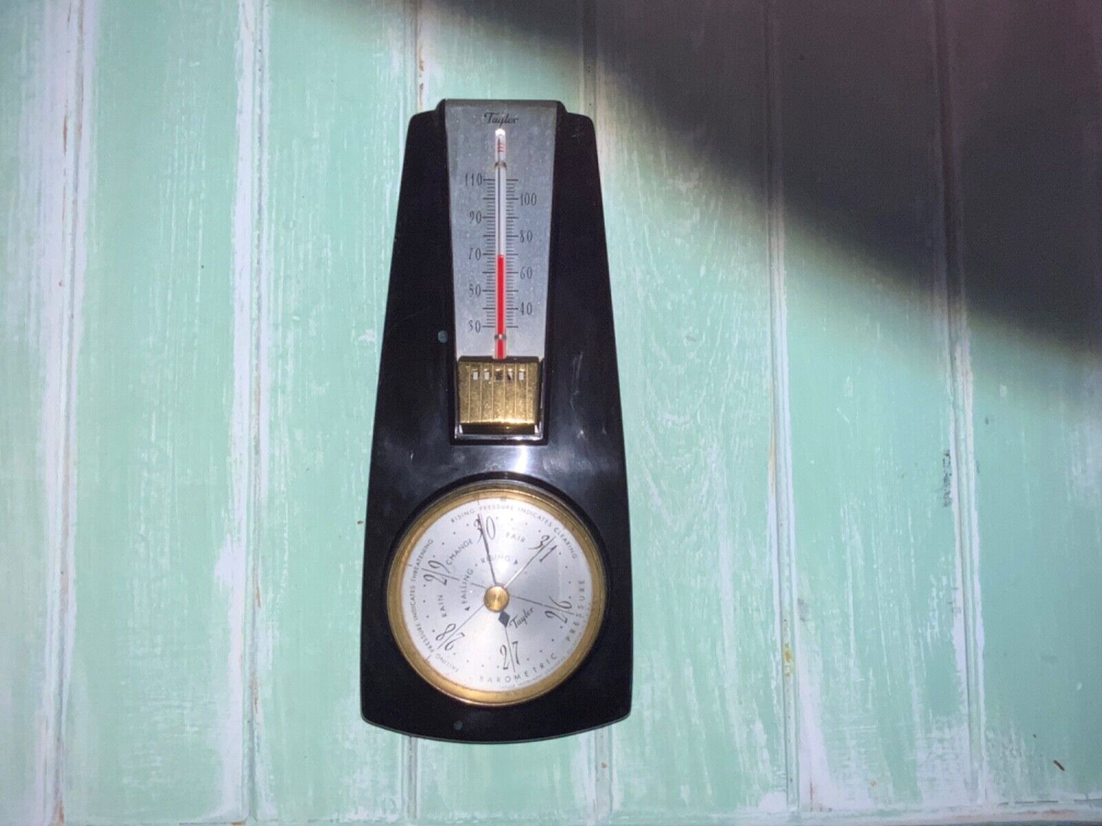 Art Deco Vintage Bakelite Weather Station Thermometer Barometer Taylor Works