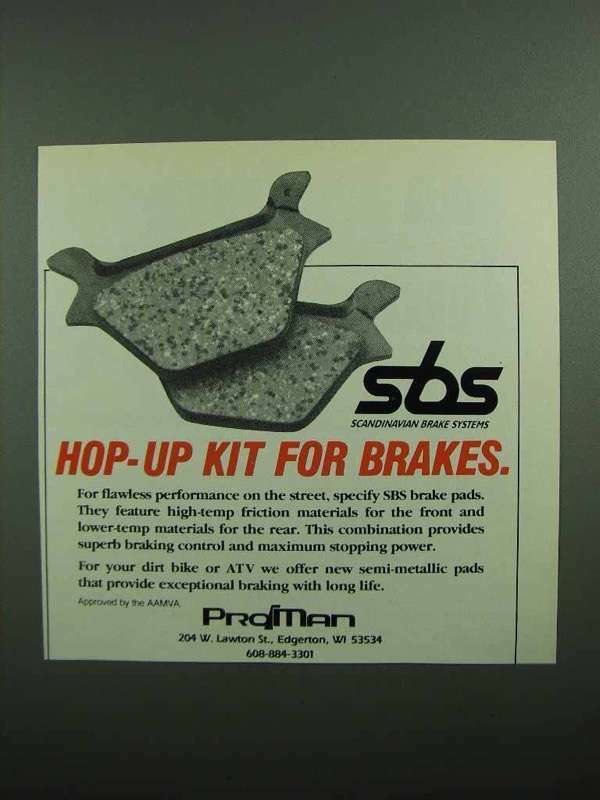 1989 SBS Scandinavian Brake Systems Brake Pads Ad