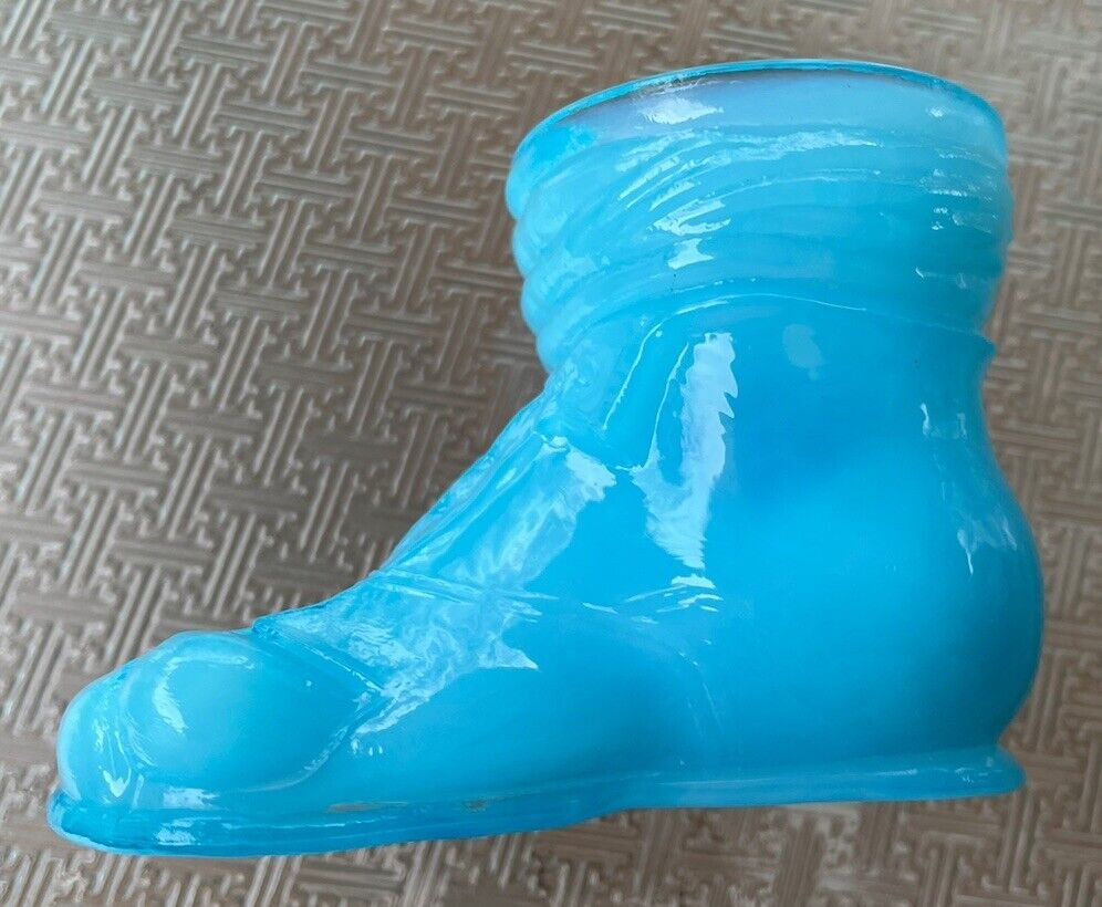 Boyd Glass Shoe Boot Pale Blue Hobo Figurine 2x3”