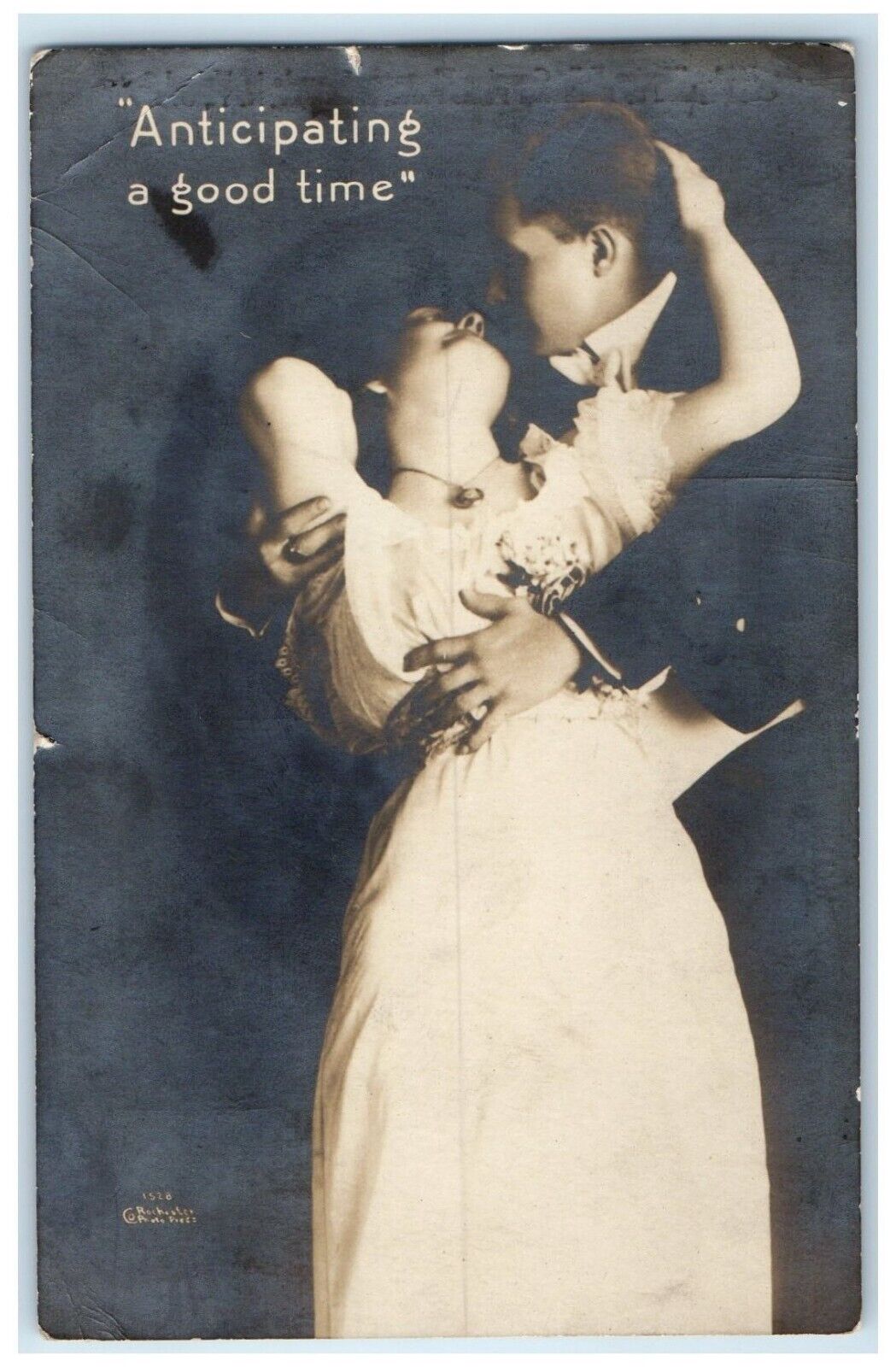 c1910\'s Sweet Couple Romance Anticipating A Good Time RPPC Photo Postcard