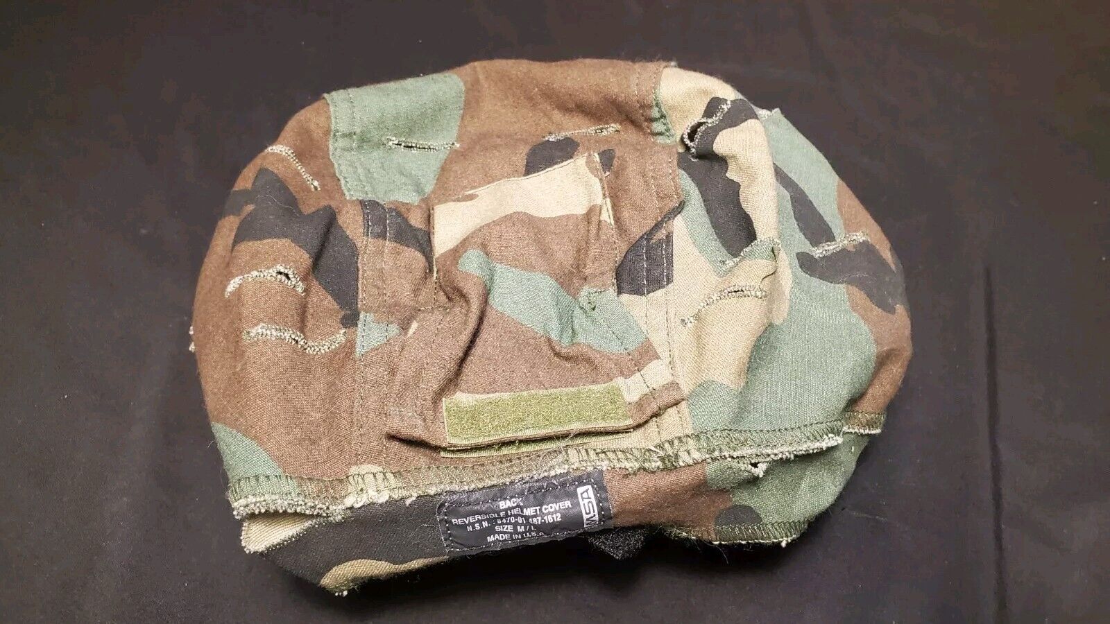 MSA Military Reversible Desert camo / M81 Woodland Helmet Cover M/L Good Cond