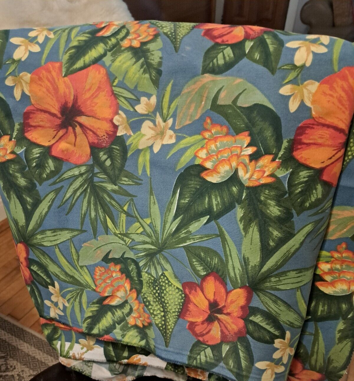 Tropical Hawaiian  Cotton UPHOLSTERY FABRIC ~gorgeous   10 feet by 56 inches