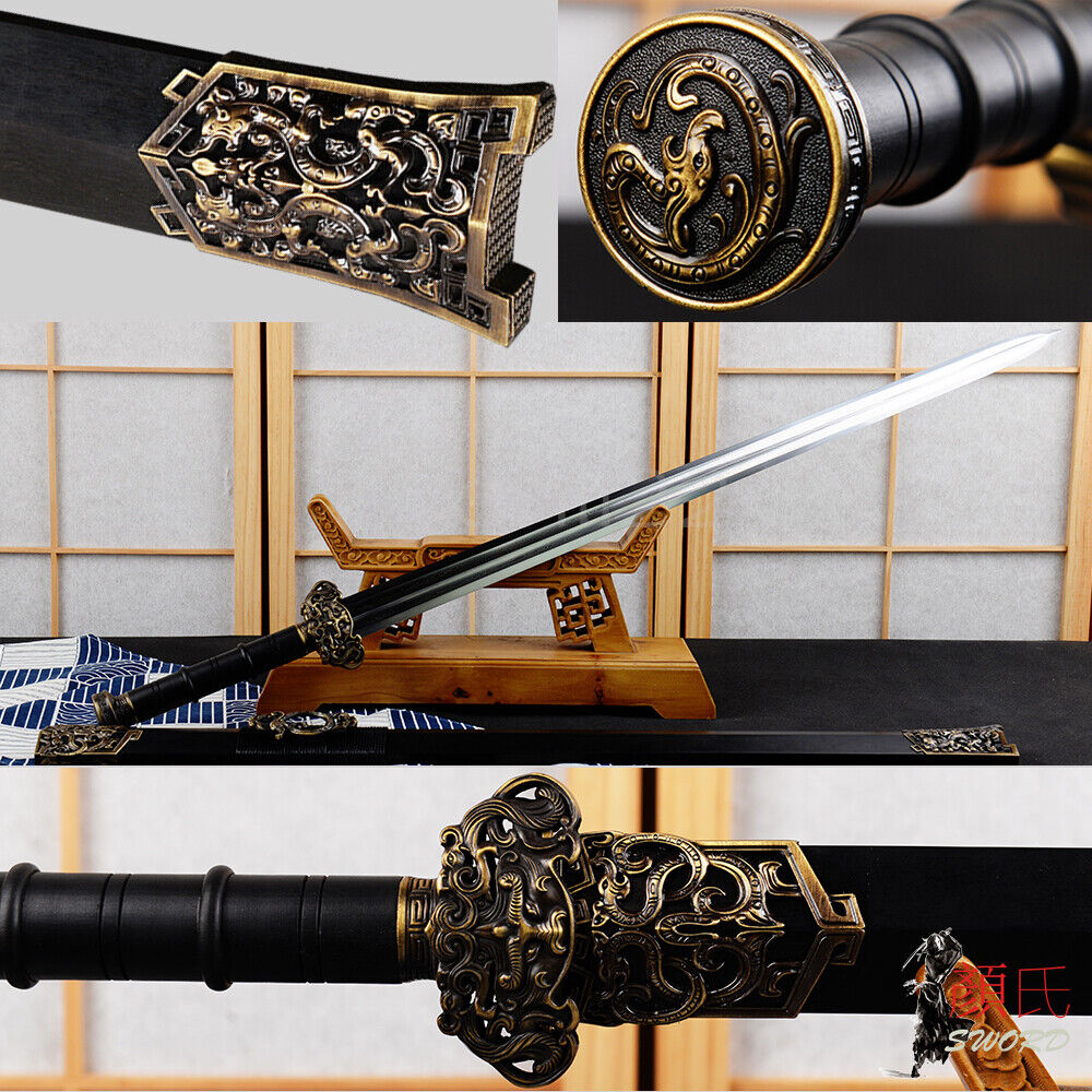 102CM Traditional Chinese Dragon Ebony Folded Steel Sword Sharp Handmade Jian神龙剑