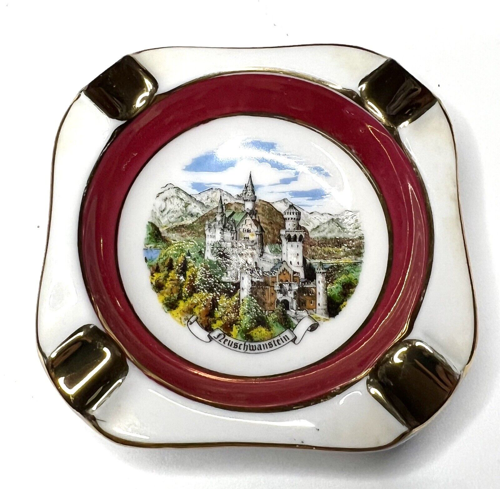 Vintage Neuschwanstein Castle Bavaria Germany Mini Souvenir Ashtray SEE PHOTOS