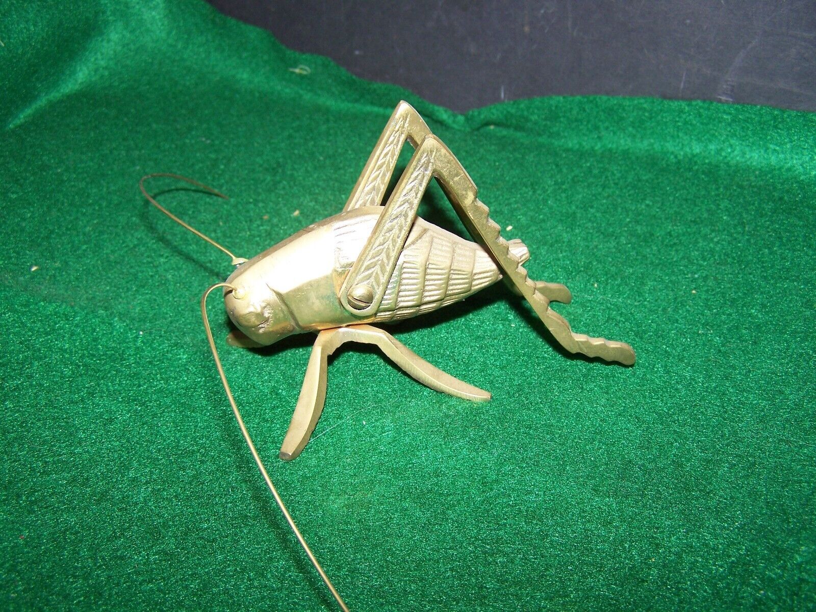 Vintage Brass Grasshopper Cricket Figure Paperweight Bug