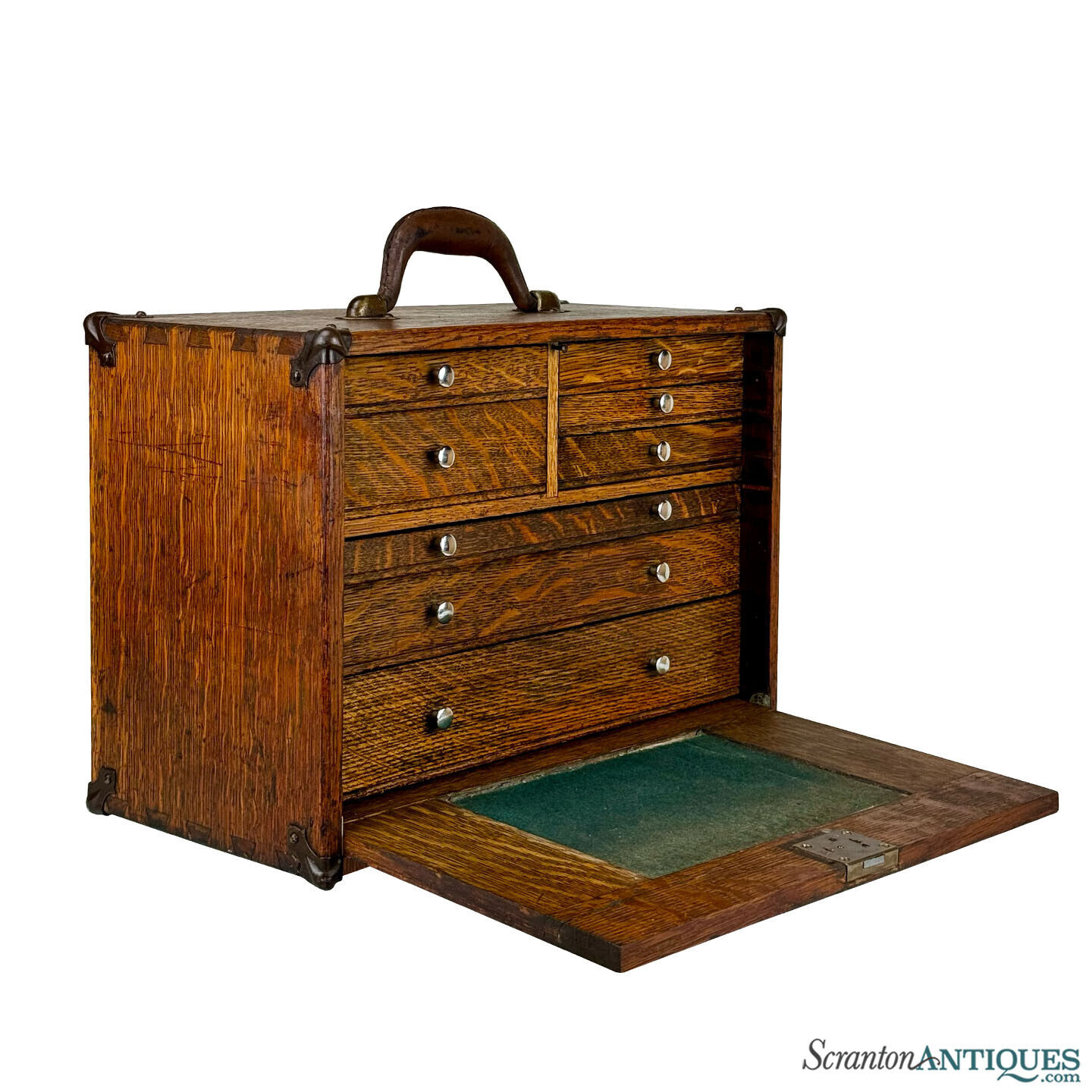 Antique Quartersawn Oak Machinist Chest Storage Tool Box