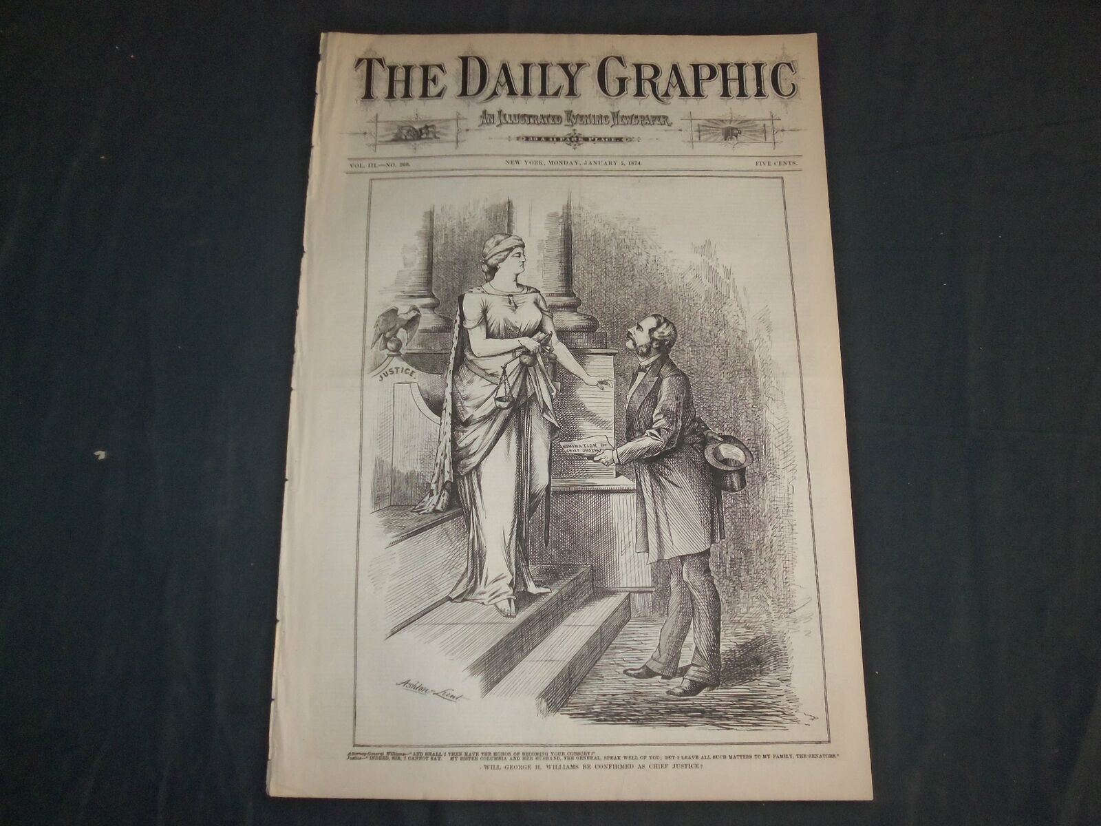 1874 JANUARY 5 THE DAILY GRAPHIC NEWSPAPER - GEORGE H. WILLIAMS - NT 7641