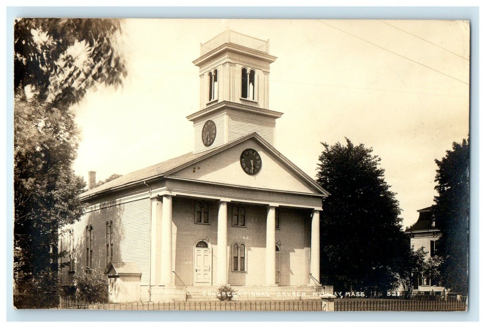 c1910's Congregational Church Medway Massachusetts MA RPPC Photo Postcard