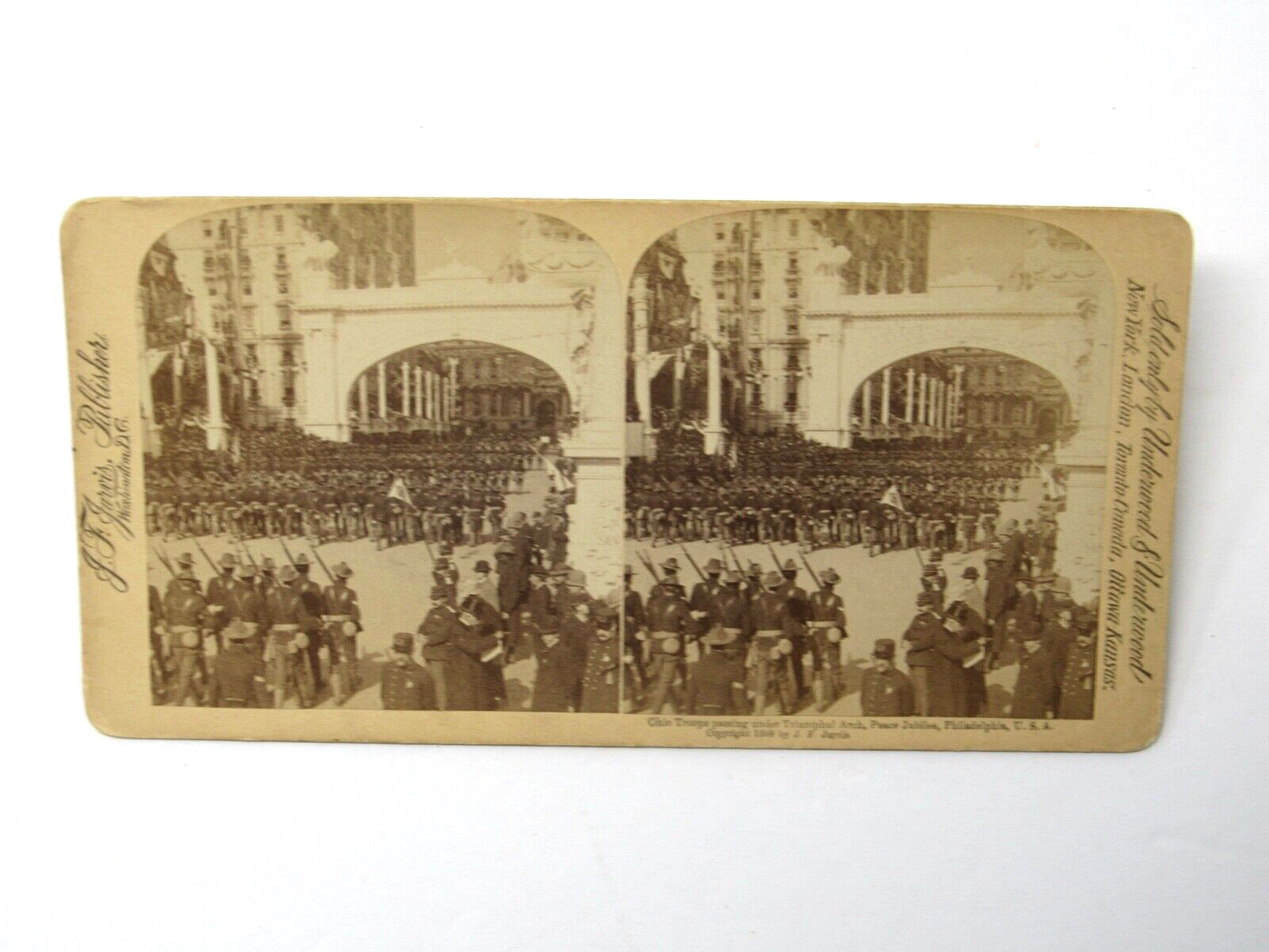 Ohio U.S. Army Troops Triumphant Arch Philadelphia PA Stereoview 1899 Albumen