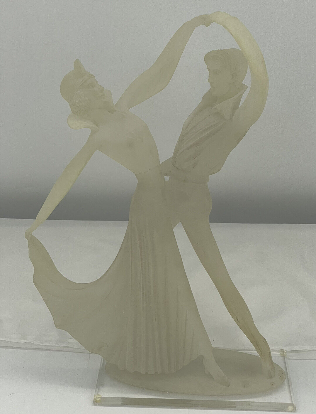 Large Mid-Century Frosted Lucite Dancers, Approximately 17”