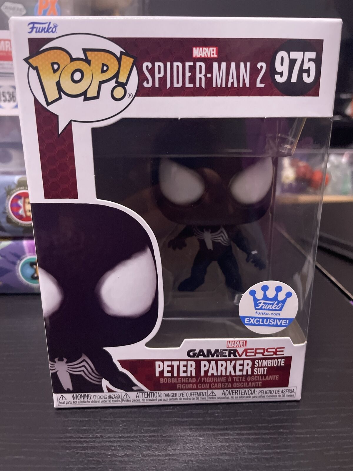 Funko PopVinyl:Peter Parker Symbiote Suit - Funko (Exclusive) #975 W/PROTECTOR