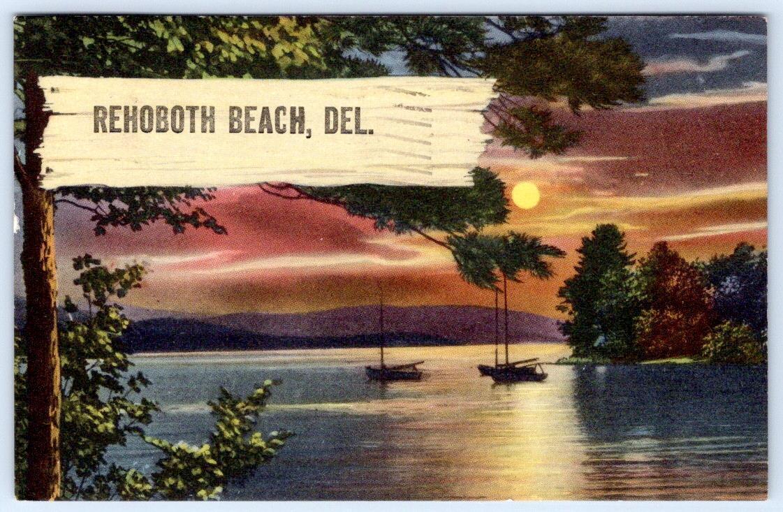 1955 REHOBOTH BEACH DELAWARE DE HAVING A SWELL TIME VINTAGE POSTCARD