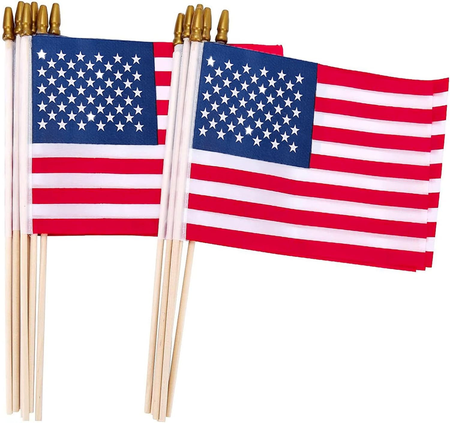12 Pcs Small American Flags on Sticks, 8 X 12 Inches Mini Handheld US Flags Stic
