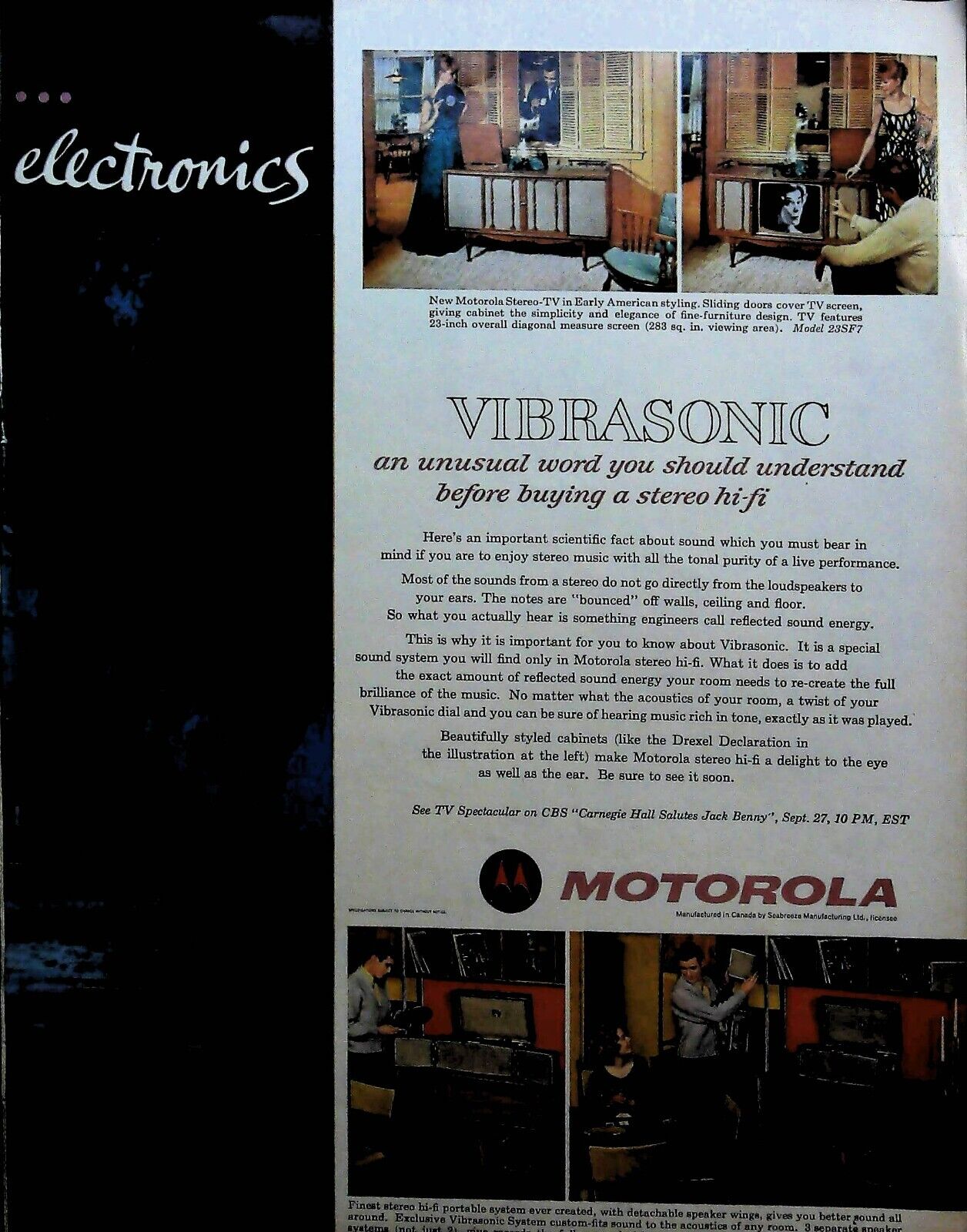 Vintage Motorola 60\'s Print Ad Vibrasonic radio