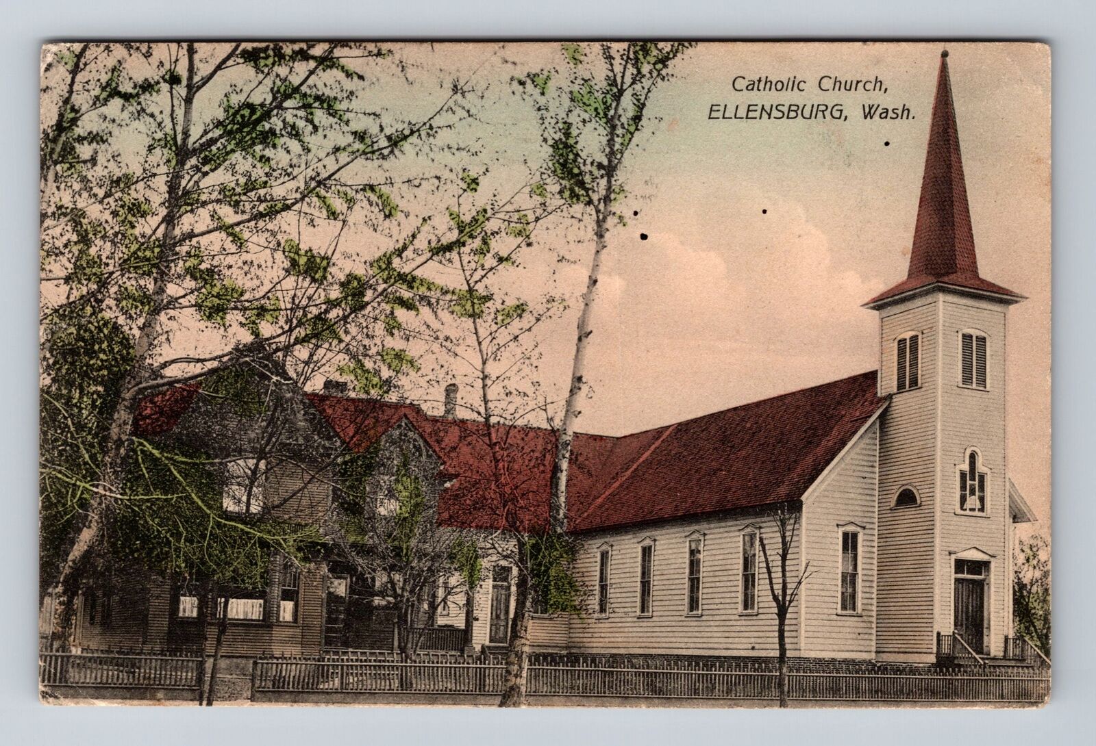 Ellensburg WA-Washington, Scenic View Catholic Church, Vintage Postcard