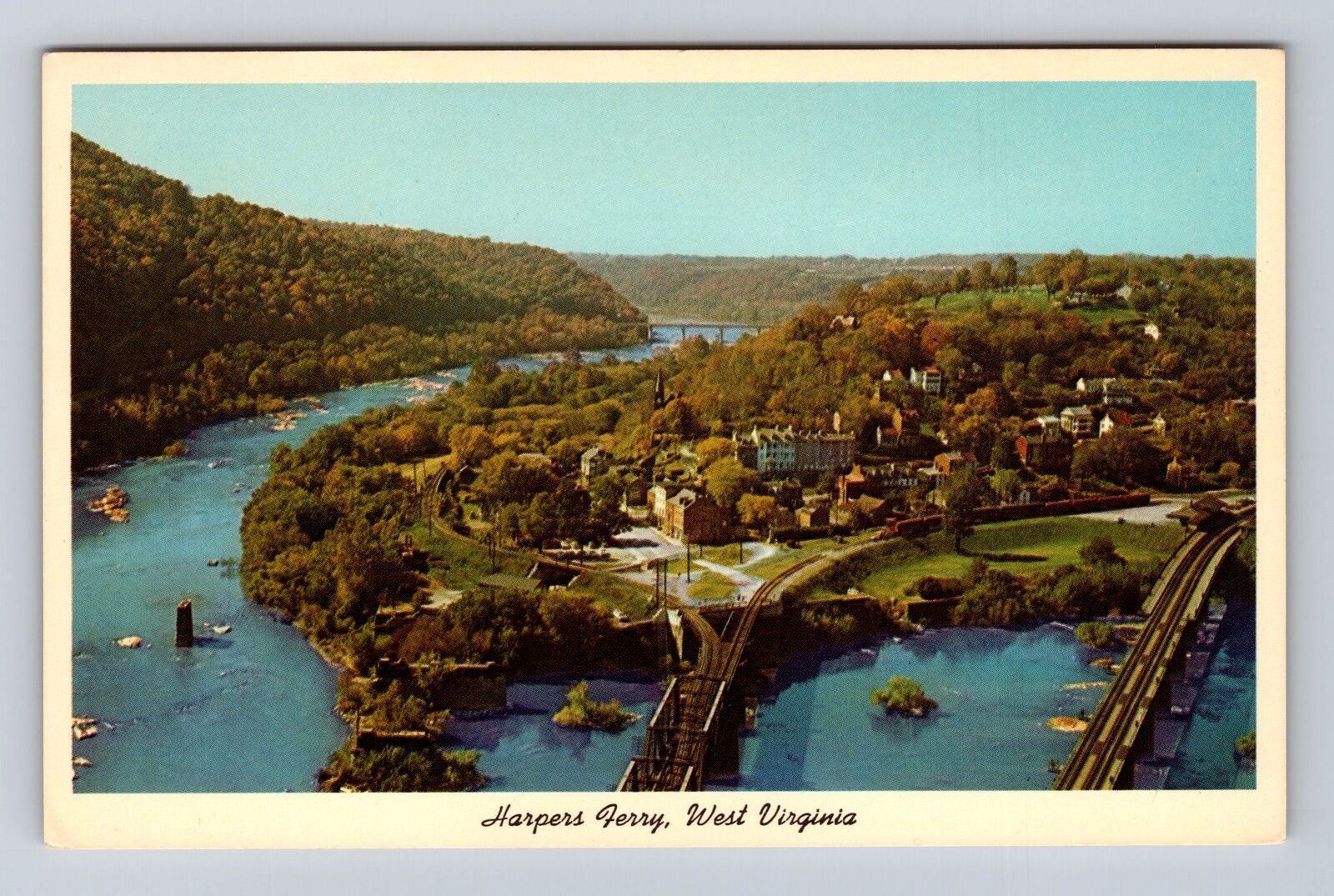 Harpers Ferry WV-West Virginia, Aerial Of Tunnel Hill, Antique Vintage Postcard
