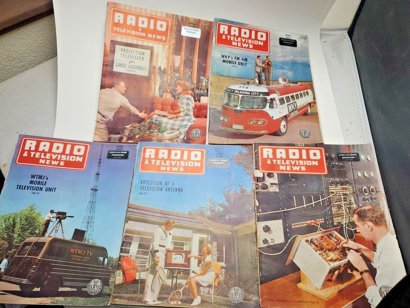 Lot of 5 Radio & Television News April-August 1949 Newstand Copy