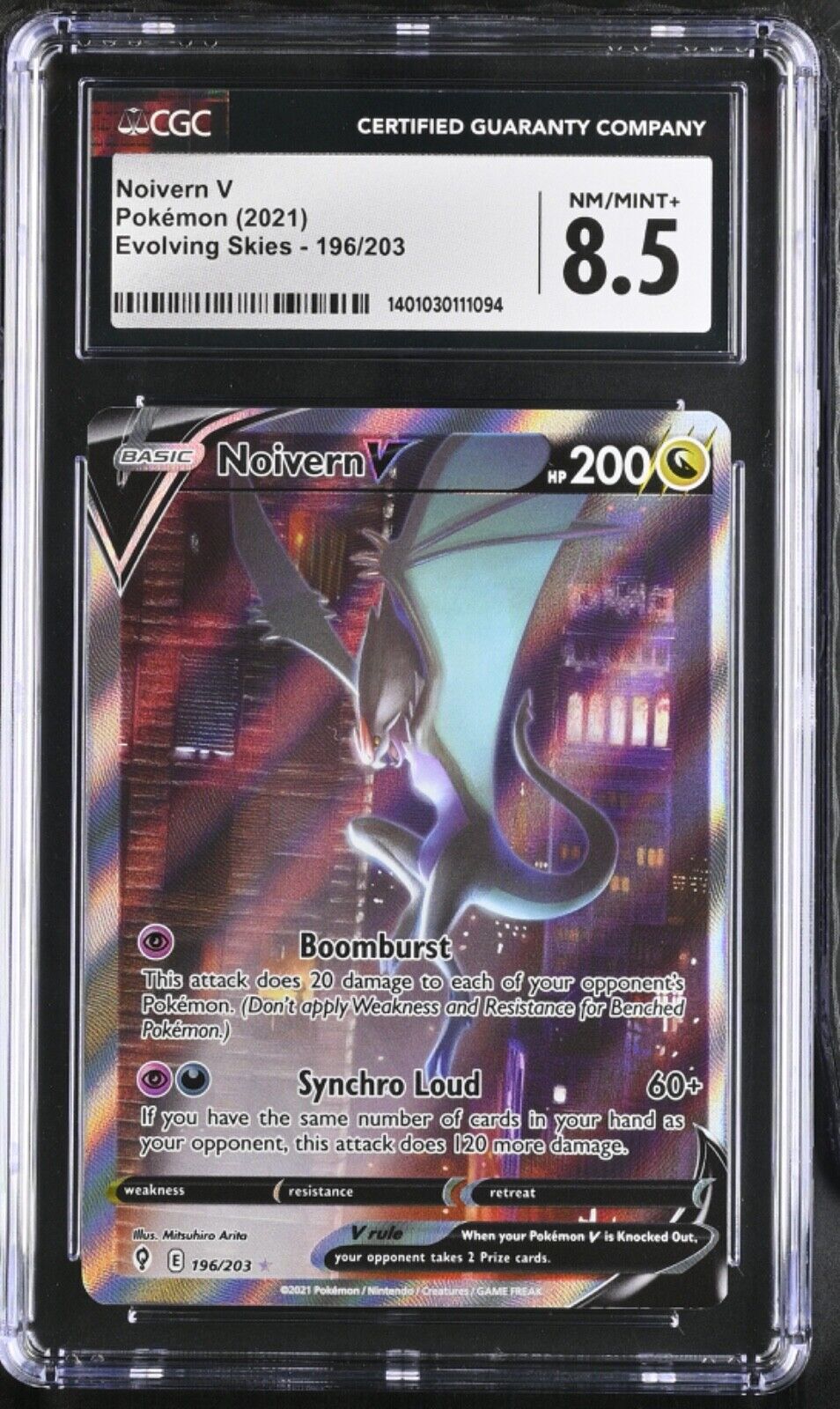 Pokemon Card Noivern V Alt ART 196/203 ERROR OC CGC Graded Mint 8.5